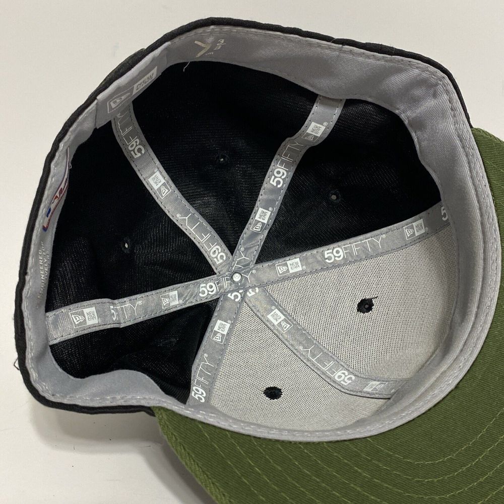 Cleveland Indians 7 3/8 New Era Exclusive Fitted Hat Cap Green Black Camo - Picture 9 of 12